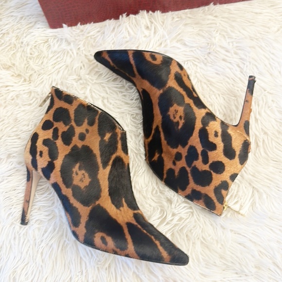 TAMARA MELLON Charge Ankle 90 Leopard Fur heel ankle booties women size 36 6 - Picture 4 of 8